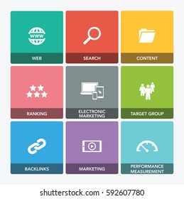 SEARCH ENGINE MARKETING ICON SET