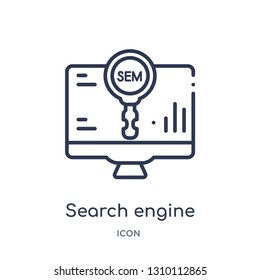 search engine marketing icon from technology outline collection. Thin line search engine marketing icon isolated on white background.