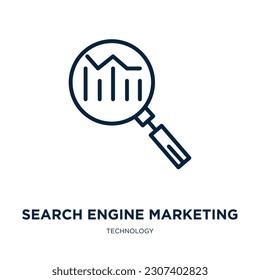 search engine marketing icon from technology collection. Thin linear search engine marketing, seo, business outline icon isolated on white background. Line vector search engine marketing sign, symbol 