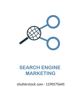 Search Engine Marketing icon in two colors. Creative style design from online marketing collection. UX and UI. Pixel perfect search engine marketing icon. For web design, software, printing usage.