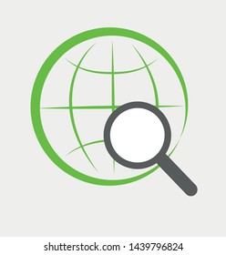 search engine on the Internet. world network icon. flat design. vector illustration