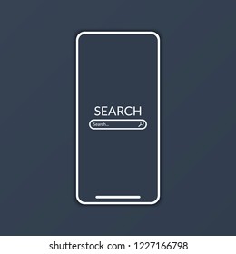 The search engine on the phone screen on a dark gray background.