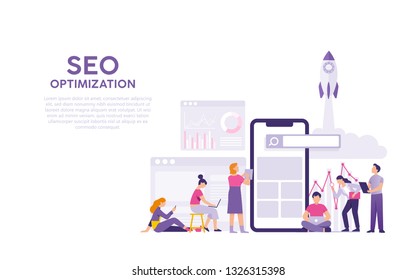 search engine optimisation concept, SEO optimisation concept, team work men and women work for optimisation website project together