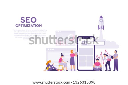 search engine optimisation concept, SEO optimisation concept, team work men and women work for optimisation website project together