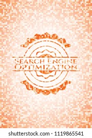 Search Engine Optimization abstract emblem, orange mosaic background