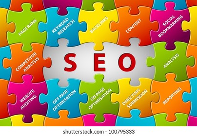 Search Engine Optimization Abstract vector puzzle background