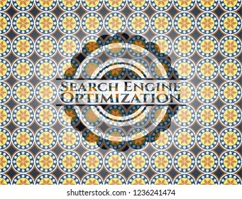 Search Engine Optimization arabesque emblem background. arabic decoration.