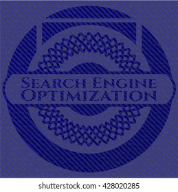 Search Engine Optimization badge with denim background