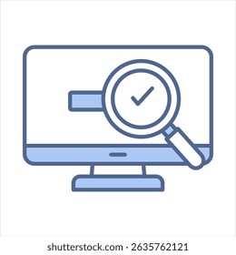 Ilustração de vetor de ícone azul de otimização de mecanismo de pesquisa