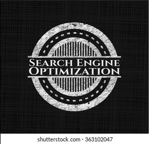 Search Engine Optimization chalkboard emblem on black board