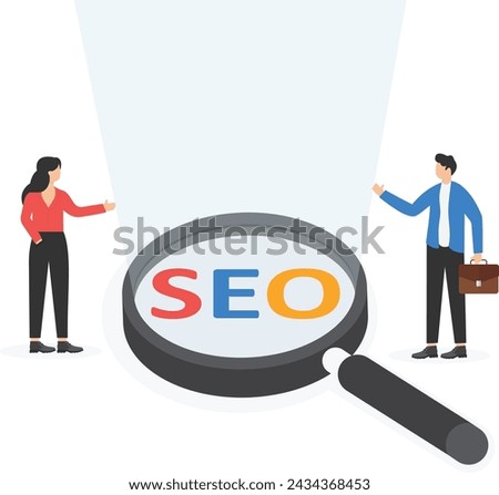 Search engine optimization concept as alphabet abbreviation SEO on magnification glass.

