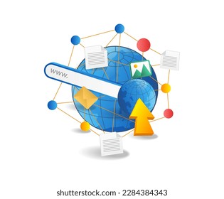 Search Engine Optimization concept with globe and icons. Vector illustration.