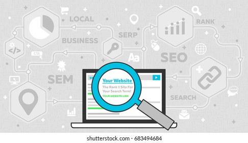 Search Engine Optimization Concept - SEM, SERP, SEO