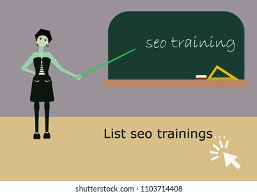 Search engine optimization concept. Social network and media communication. seo training. Search engine optimization training
