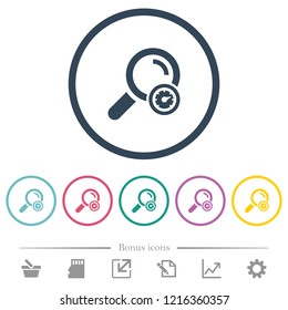 Search engine optimization flat color icons in round outlines. 6 bonus icons included.