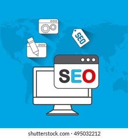 search engine optimization flat icons vector illustration design