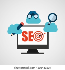 search engine optimization flat icons vector illustration design