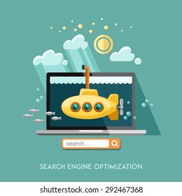 Search engine optimization flat style - vector illustration for info graphics, websites, mobile and print media.