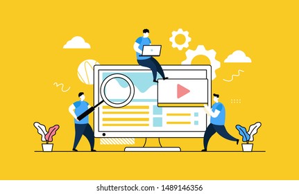 Search engine optimization flat vector illustration concept, can be used for landing page, ui, web, App intro card, editorial, flyer, and banner.