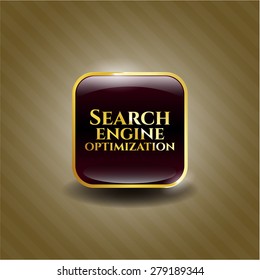 Search engine optimization gold shiny badge