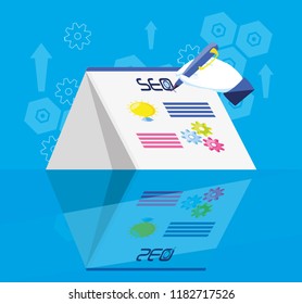 search engine optimization with hands writing