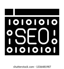 search engine optimization icon design with creative modern concept and black and white glyph style logo shape for pictogram, website, technology, web button design vector eps 10 - Vector 