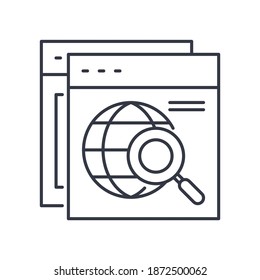 Search engine optimization icon, linear isolated illustration, thin line vector, web design sign, outline concept symbol with editable stroke on white background.