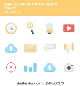 Search engine optimization icon set. Set icons. Vector illustration.