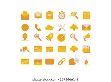 Search Engine Optimization icon set. Containing business and marketing, ranking, traffic, optimization, link and keyword. full color icons vector collection.