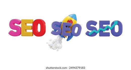 Search engine optimization icon set 3d render concept of seo service icon vector illustration