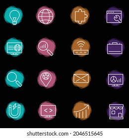 
Search Engine Optimization Icons IN BLACK BACKGROUND
