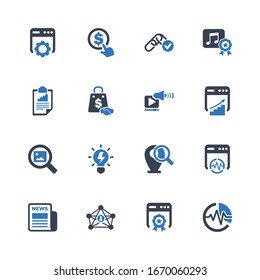 Search engine optimization icons on white background