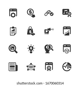 Search engine optimization icons on white background