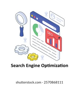 Search Engine Optimization isometric Colored illustration. EPS File stock illustration