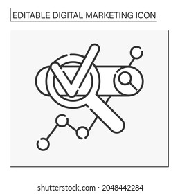  Search engine optimization line icon. Maximizing the number of visitors to a website. First search result. Digital marketing concept. Isolated vector illustration. Editable stroke