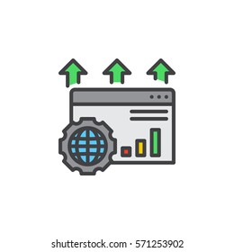 Search engine optimization line icon, filled outline vector sign, linear colorful pictogram isolated on white. SEO symbol, logo illustration