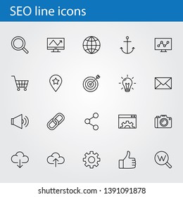 Search Engine Optimization line thin icons set, vector collection eps10