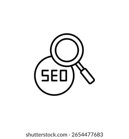 Search Engine Optimization With Magnifying Glass On Transparent Layout