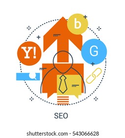 Search engine optimization marketing (SEO) icon concept