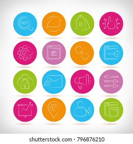 search engine optimization and network icons