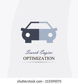 Search engine optimization SEO business concept with car icon and creative design illustration