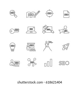 Search engine optimization [SEO] and business icons set,Vector