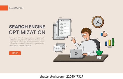 Search engine optimization seo concept hand drwan flat illustration