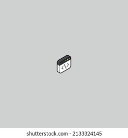 Search engine optimization, seo, isometric outline color 3d code icon.