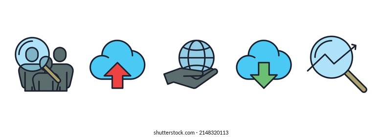 Search Engine Optimization. seo set icon symbol template for graphic and web design collection logo vector illustration