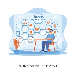 Optimización de motores de búsqueda SEO, SMM y publicidad en medios sociales. Cómo los empresarios pueden aumentar las ventas de productos empresariales en línea. Tecnología de marketing digital de marketing interactivo 
