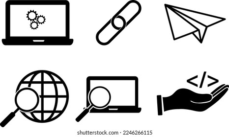 Search Engine Optimization - SEO - thin line icon collection on white background - vector illustration.eps
