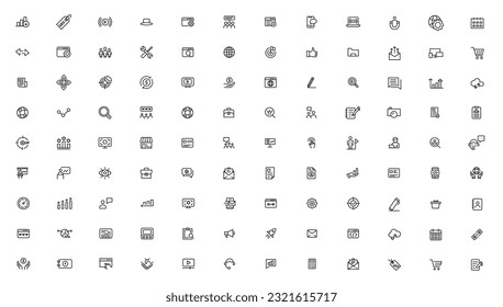 Search Engine Optimization - SEO thin line and marketing icons set. Web Development and Optimization icons. Vector illustration
