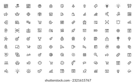Search Engine Optimization - SEO thin line and marketing icons set. Web Development and Optimization icons. Vector illustration