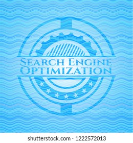 Search Engine Optimization sky blue water wave badge.